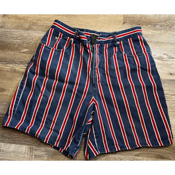 Vintage 90s Liz Claiborne : striped soft denim shorts - Picture 7 of 15